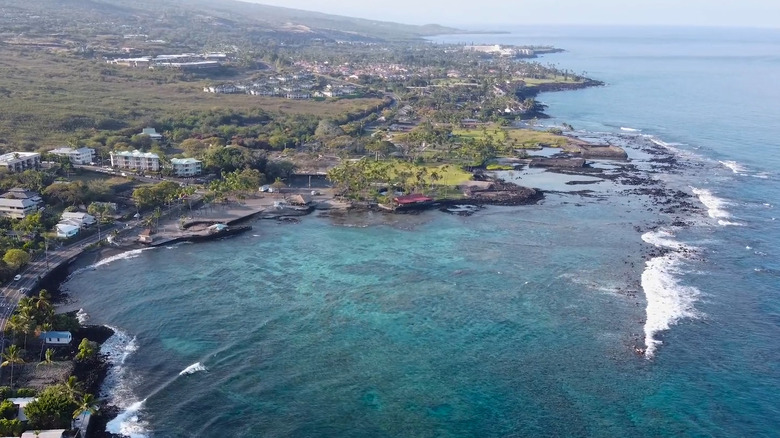 aerial view Kahaluu Bay