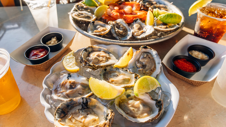 A table with a seafood platter