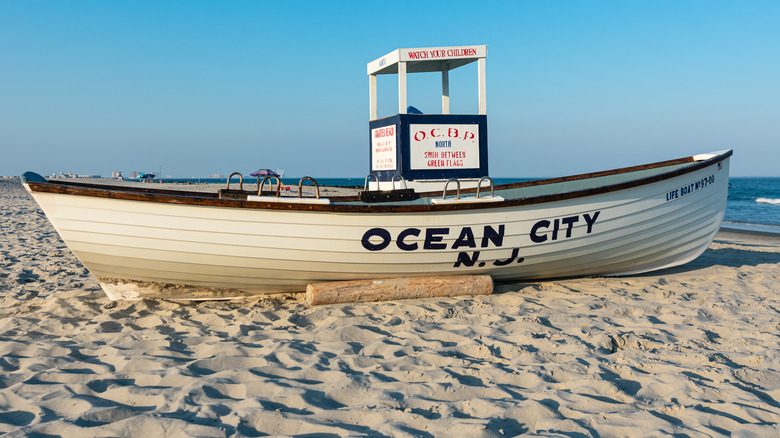 Ocean City lifeboat on beach