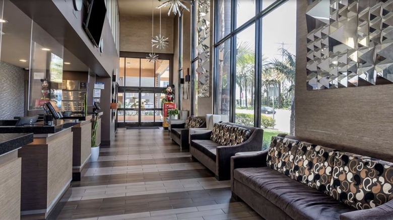 Interior of hotel lobby