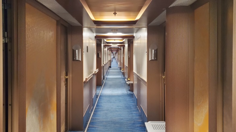 Empty cruise ship hallway