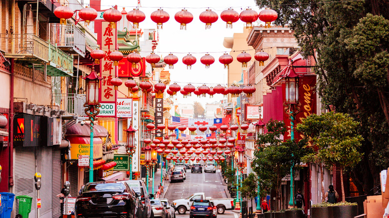 Lanterns hanging in Chinatown