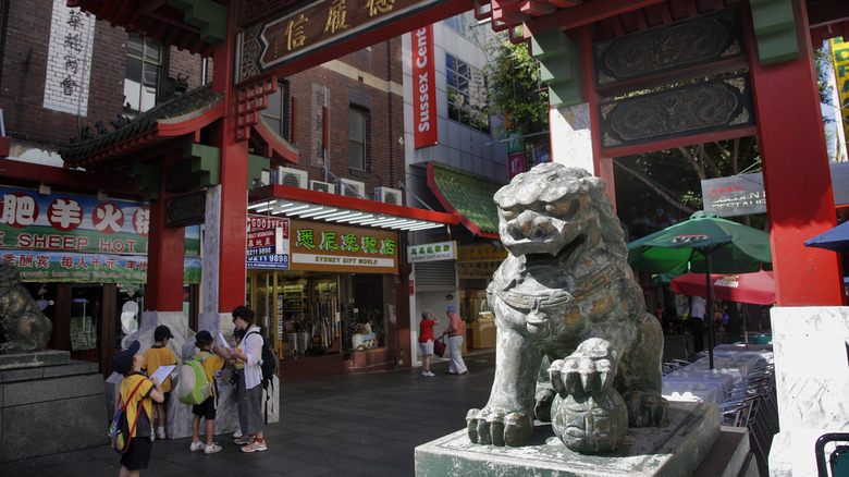 Lion statues in Sydney Chinatown