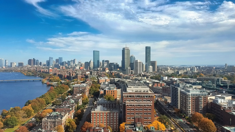 Panoramic aerial view of Boston, Massachusetts