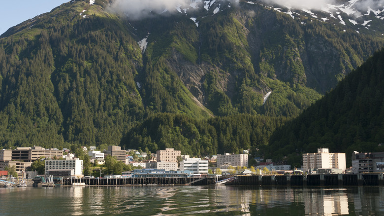 Juneau, Alaska on water from afar