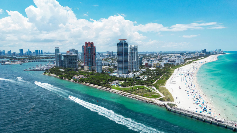 Aerial view of Miami and beach