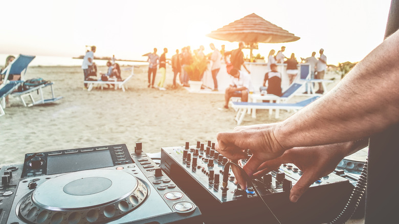 DJ dance party on beach