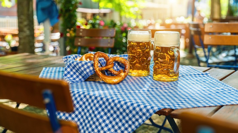 beer and pretzels at Oktoberfest