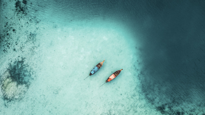 boats in turquoise water