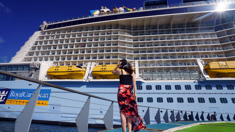 woman by cruise ship