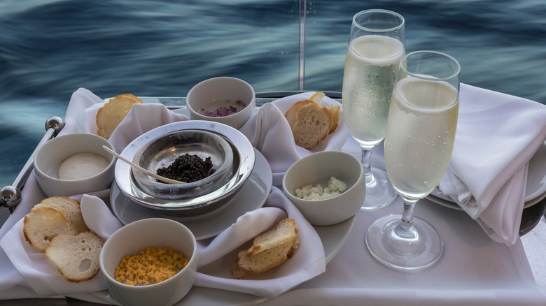 Caviar champagne cruise ship