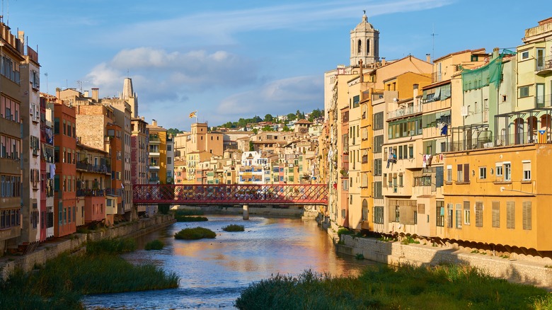 riverfront in Girona, Spain 