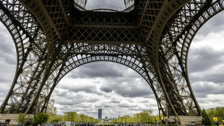 View beneath the Eiffel Tower