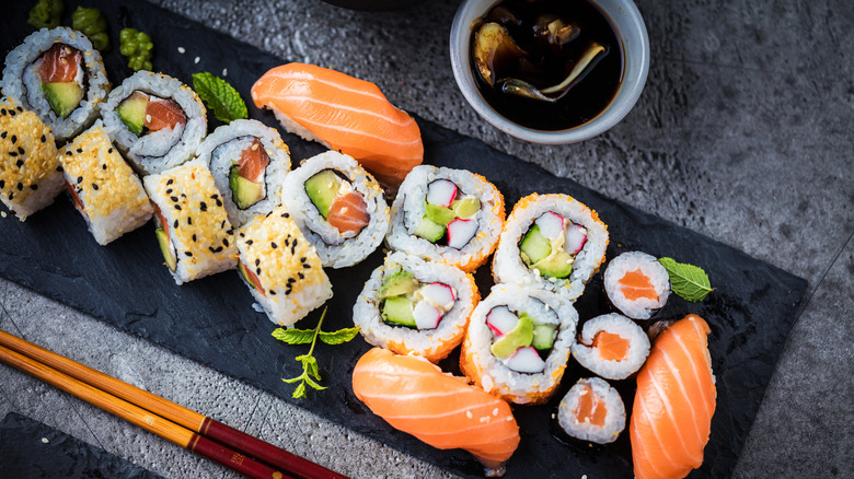 sushi and sashimi plate
