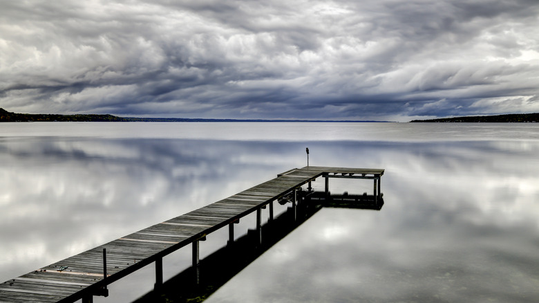 dock at peaceful Cayuga Lake