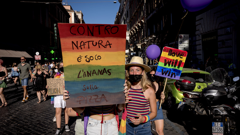 Marchers in Rome Pride