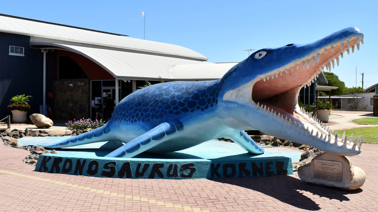 Dinosaur sculpture at Richmond's Kronosaurus Korner