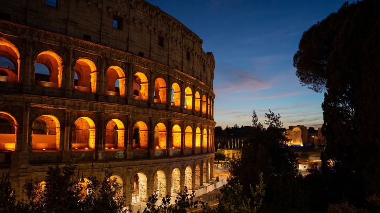 View of Colosseum at night