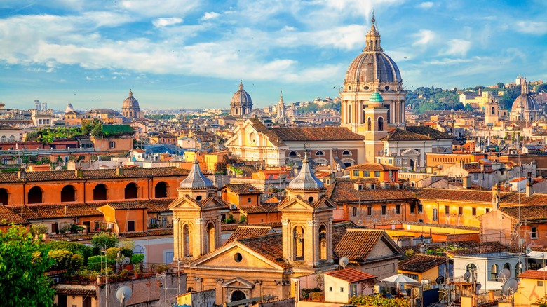 Aerial panoramic cityscape of Rome