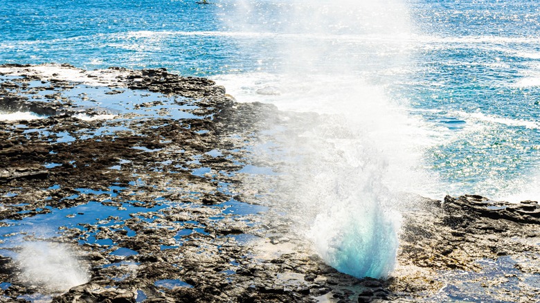 Spouting Horn over rocks in ocean