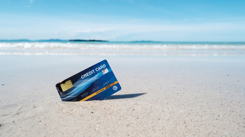 Credit card in the sand