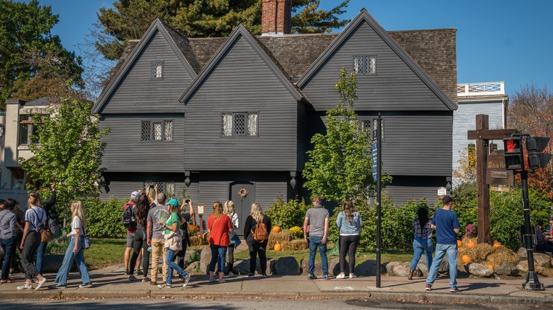 Salem's Witch House with crowds