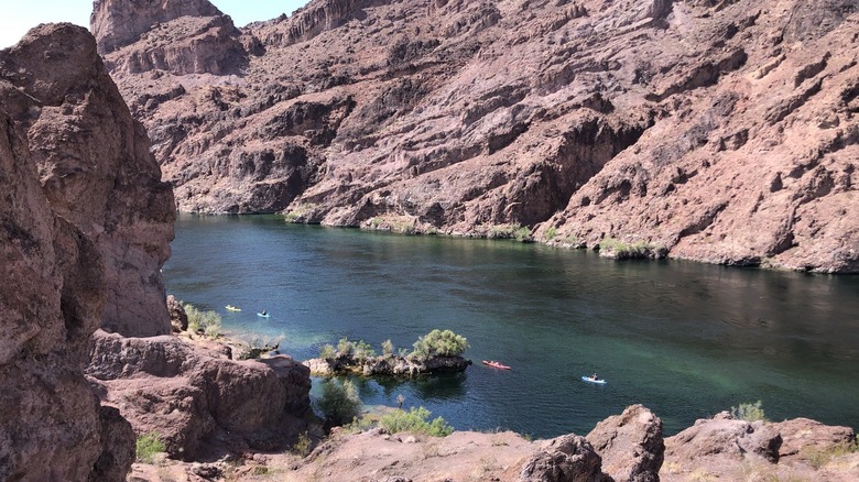 Kayakers on the Colorado River near Arizona Hot Springs