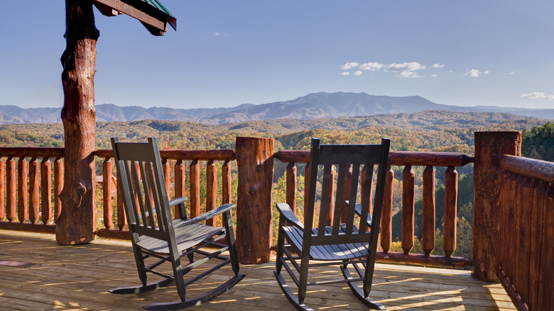 Chairs overlooking Great Smoky Mountains