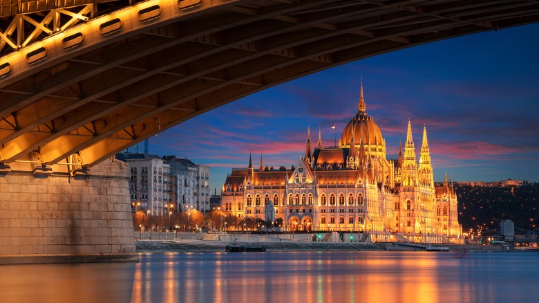 view of budapest parliament and bridge