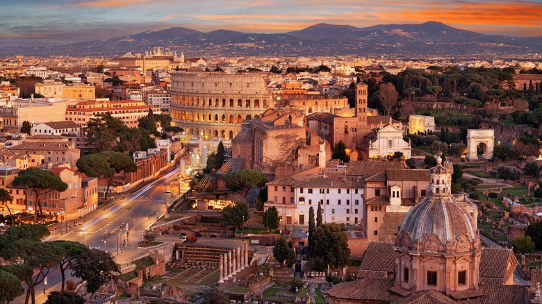 rome colosseum and city center