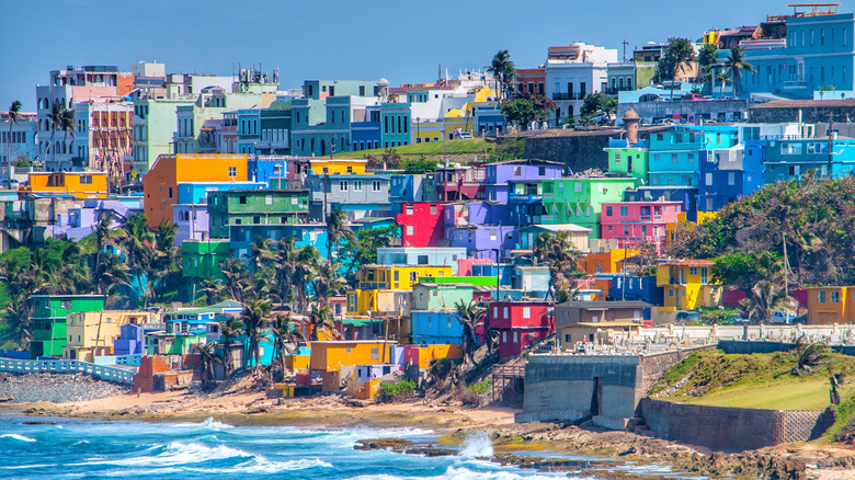 colorful houses and beach in san juan