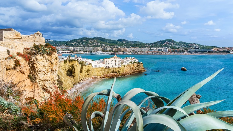 Ibiza and bright blue sea water