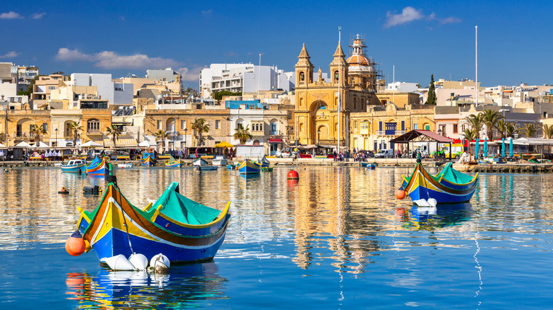 fishing boats along Malta coast