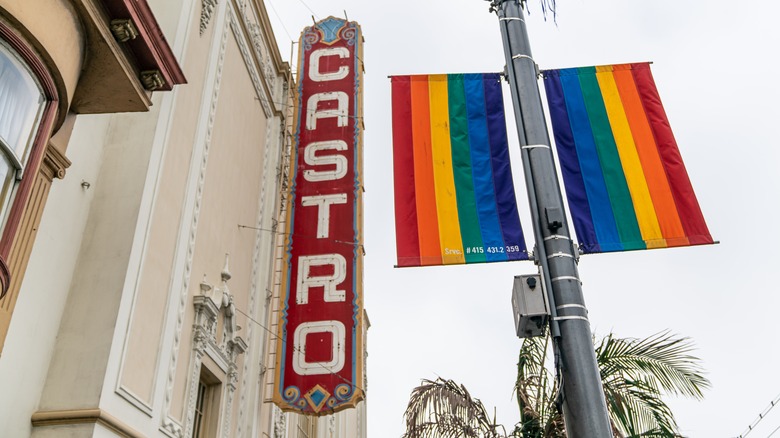 Castro street and rainbow flag
