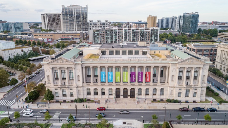 An aerial shot of The Franklin Institute