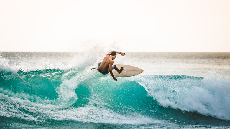 Surfer ripping a wave