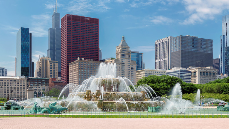 Chicago fountains in summer