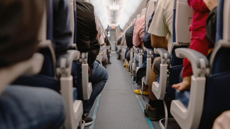 Plane cabin aisle