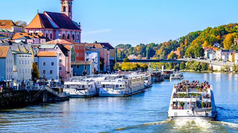 Boat on river in Passau