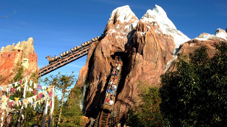 Guests riding Expedition Everest: Legend of the Forbidden Mountain