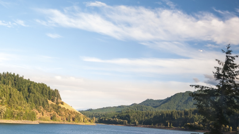 scenic mountain and river