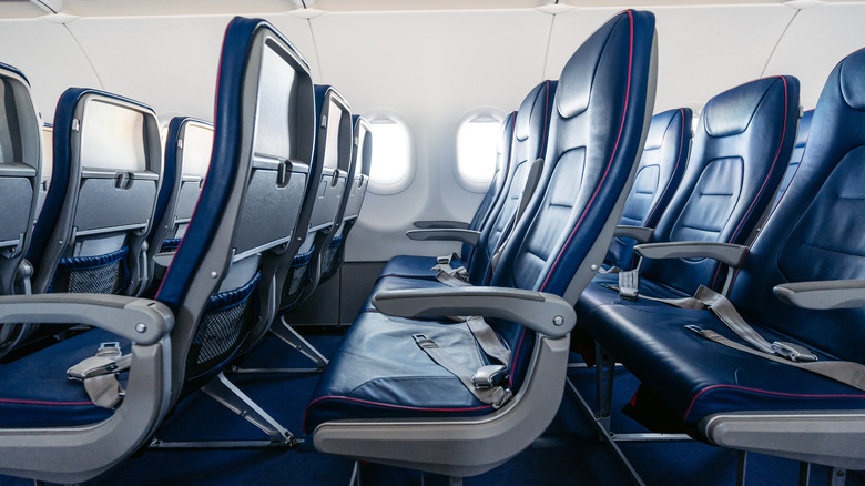 empty seats in plane cabin