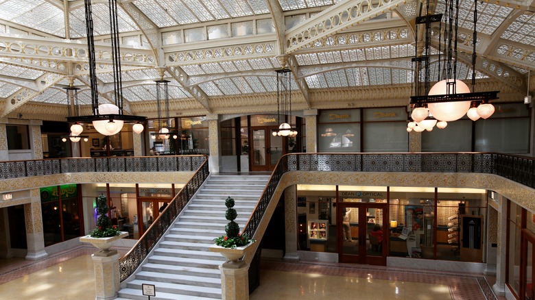 Interior office building with center stairs