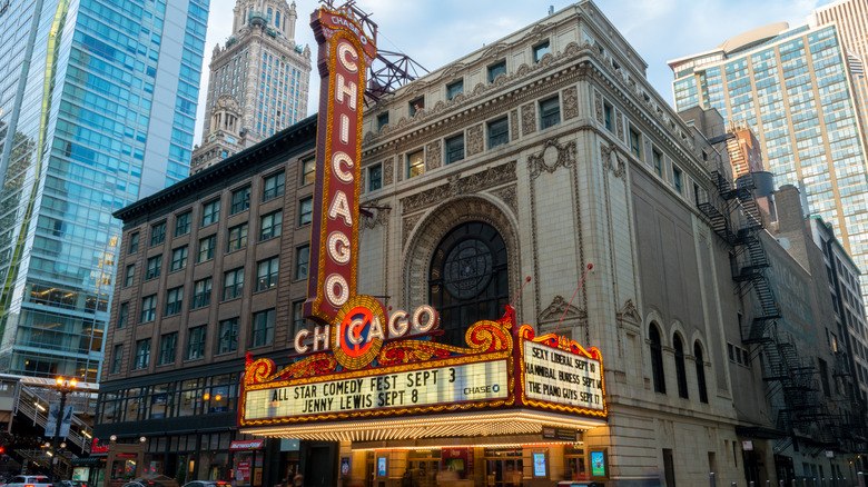 Building with neon "Chicago" marquee