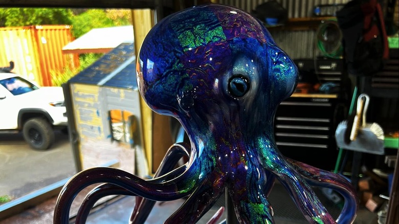 Octopus glass art at Makai Glass