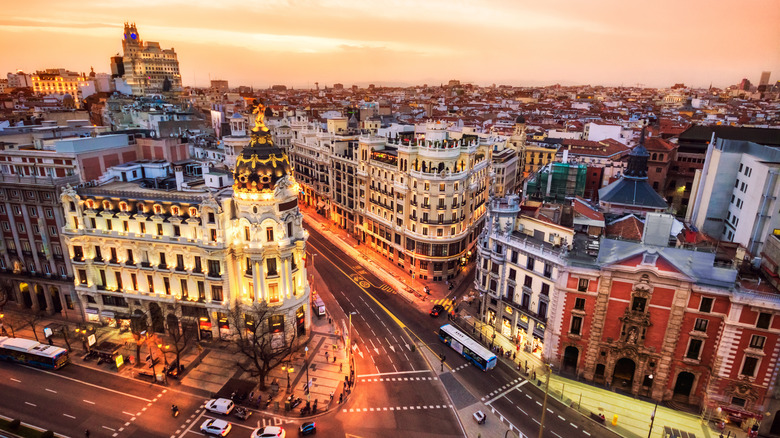 Madrid's Gran Vía at dusk