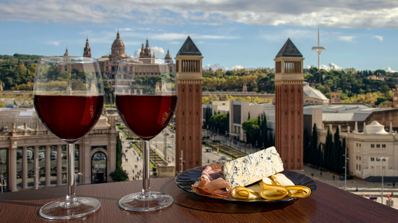 Wine and cheese on Montjuic