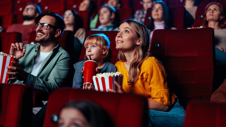 Family in movie theater