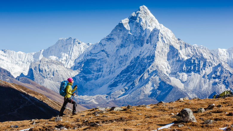 Hiker on mountain trail