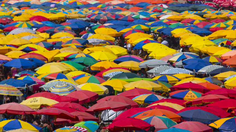 Colorful collection of beach umbrellas